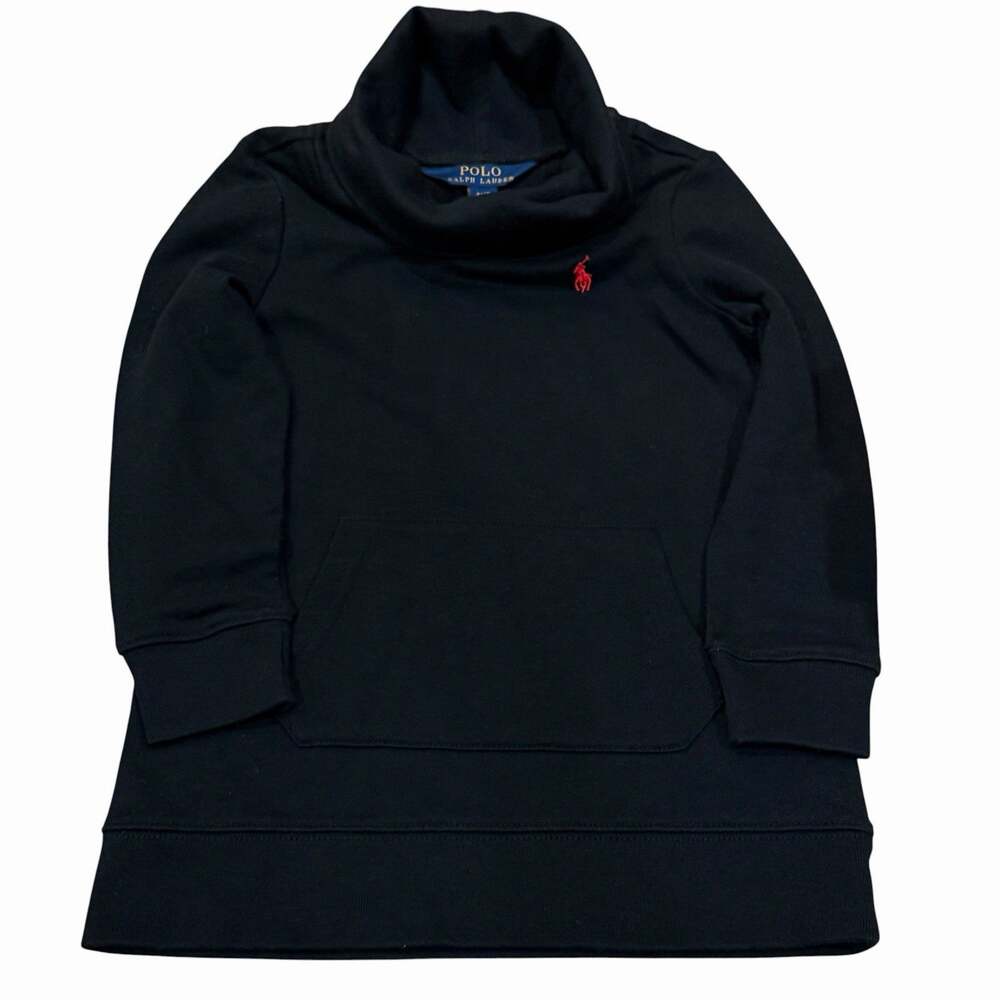 Polo Ralph Lauren Girls 4T Black Fleece Cowl Neck Sweatshirt Dress Pocket 4T